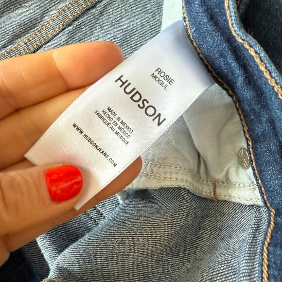 Hudson Rosie Mogul Wide Leg Frayed Hem Dark Wash Jeans sz 33 - Picture 3 of 5